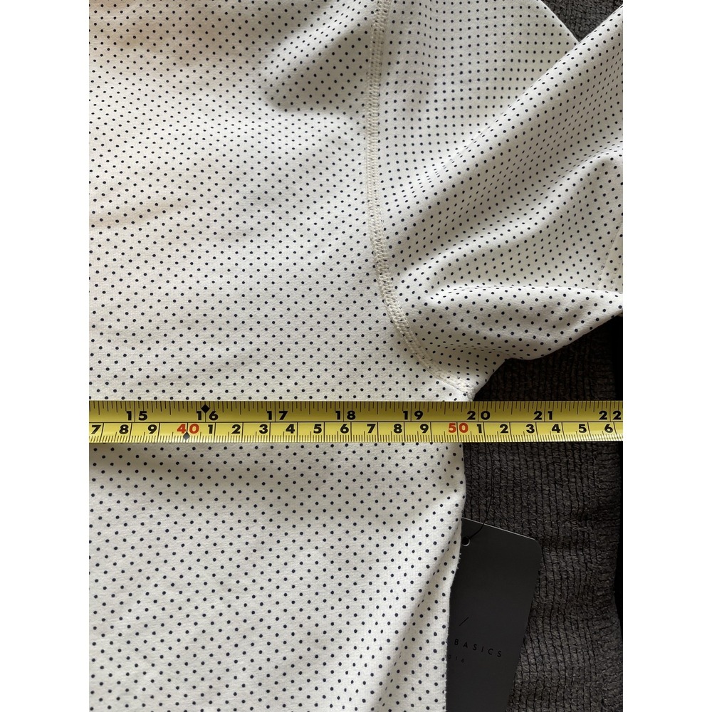 BYLT Shirt Mens Medium White Black Polka Dot Drop Cut S/S Lux Athletic Fit New - Picture 4 of 6